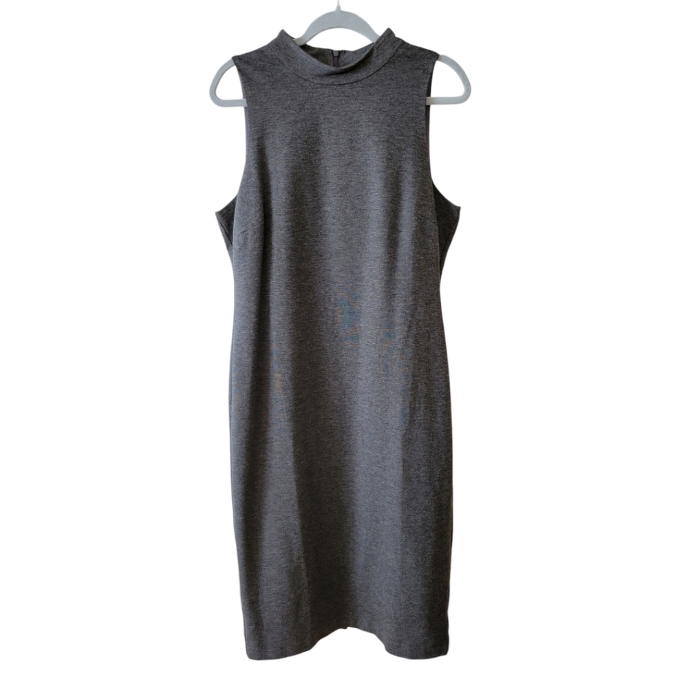 WHBM Gray Sleeveless Midi Length Sheath Dress Size 12